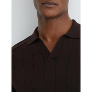 REISS Chelmsford Merino Wool Wide-Rib Polo Jumper